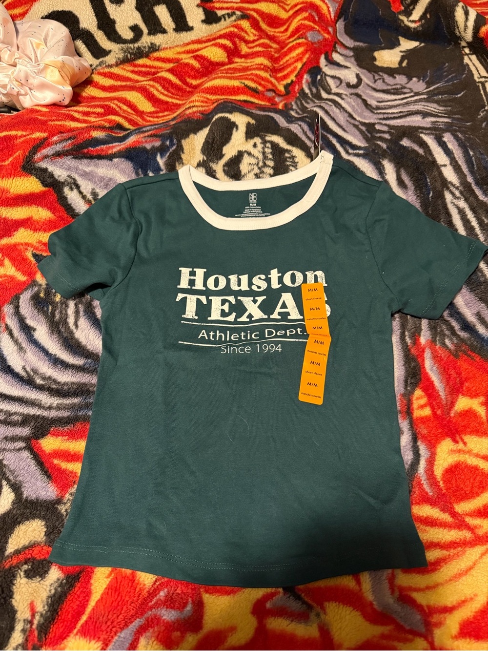 NOBO Teal Short Sleeve Houston Texas Graphic Tee with White Trim
